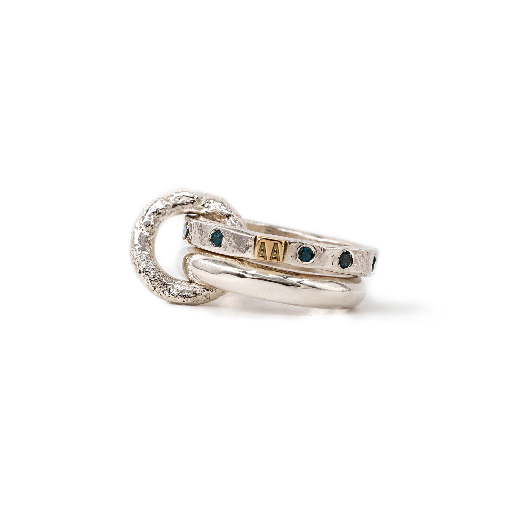 Bague Vintage Argent 925 Avec Trois Cristaux (type Topaze ?) - Taille 52, Sans Marque