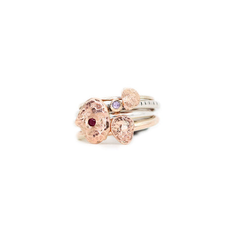 Mini solitaire saphir rose clair / or rose 18k